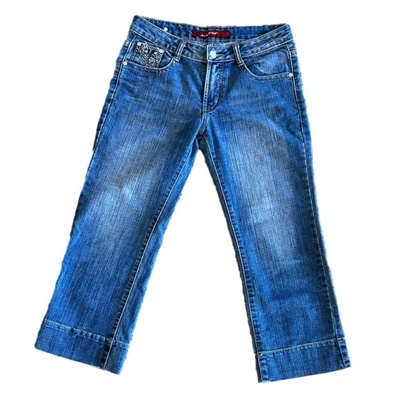 P&P Denim - P&P Casual Collection Rhinestone embellished cropped jeans